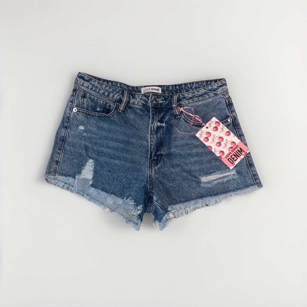 Love SOHO Women Distressed Blue Jean Shorts